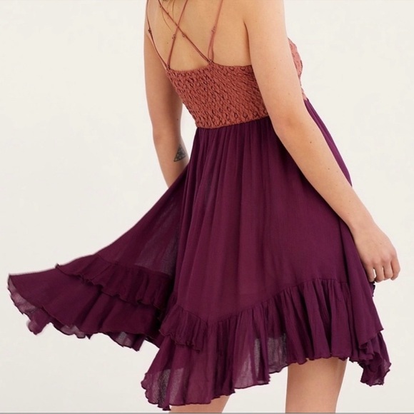 Free People Plum and Coral Mini Dress - Picture 4 of 8